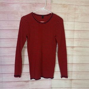 J.Crew Striped Long Sleeve Waffle Knit Thermal Feel Top‎ Size Medium